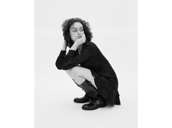 Robe courte en jacquard léopard noire black