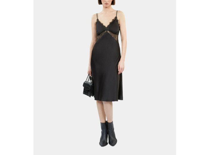 Robe nuisette courte noire en soie black