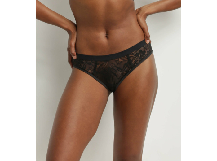 Culotte midi pour femme en dentelle noire à feuillage Mod de Dim