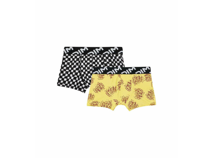 Lot de 2 boxers garçons en microfibre recyclée motif damier Dim Micro