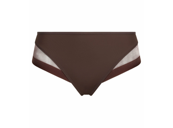 Culotte midi en microfibre et tulle Marron Brut Dim Generous