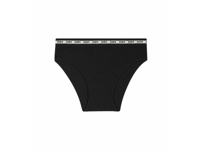 Slip pour fille en tissu côtelé Noir à ceinture beige Dim Icons