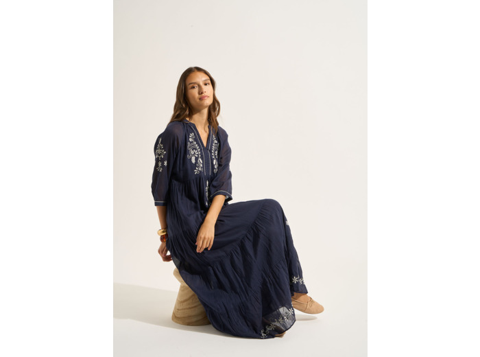 Robe longue oversize brodée