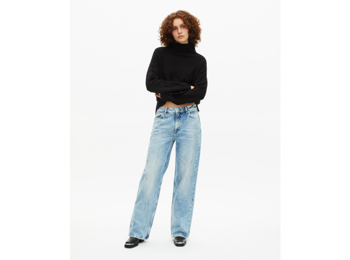 Pull col montant en cachemire noir black