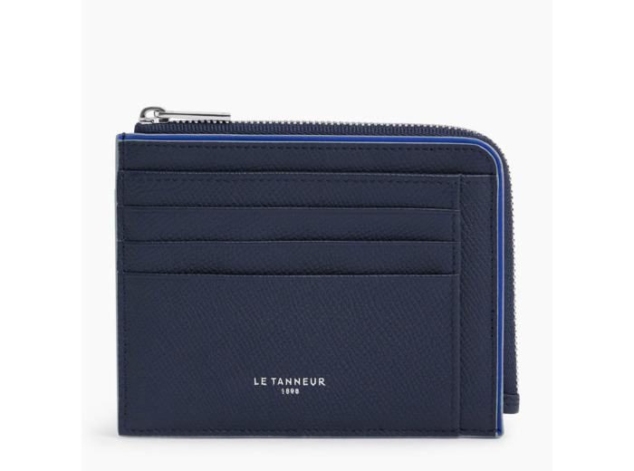 Porte cartes zippé en L Augustin en cuir
