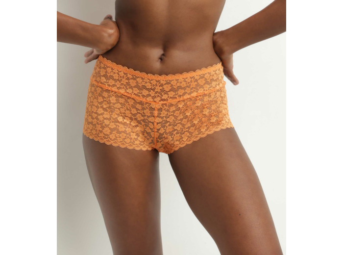 Shorty pour femme en dentelle florale orange Daisy Lace