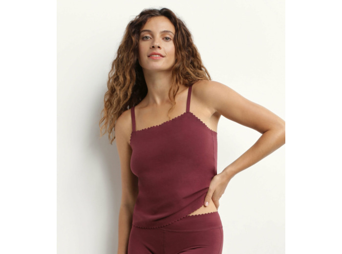 Top femme en coton stretch sans couture Rubis Foncé Body Touch Easy
