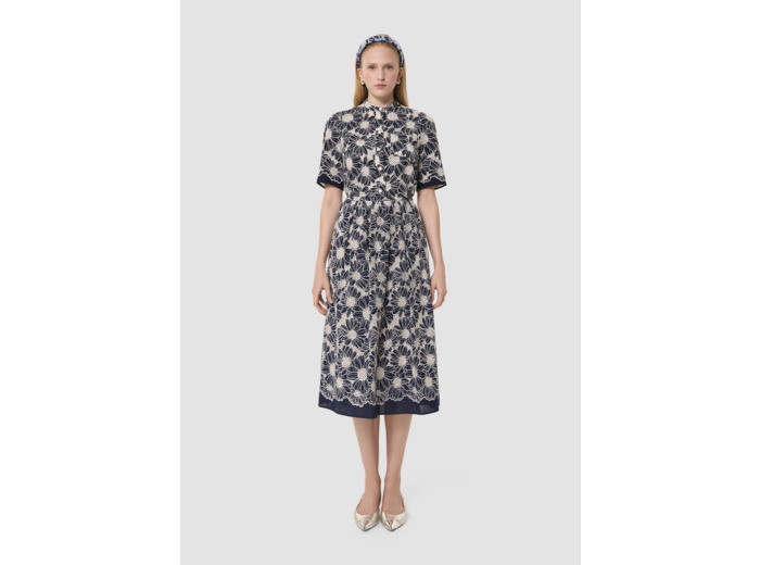 Jupe Junio bleu nuit en broderie anglaise