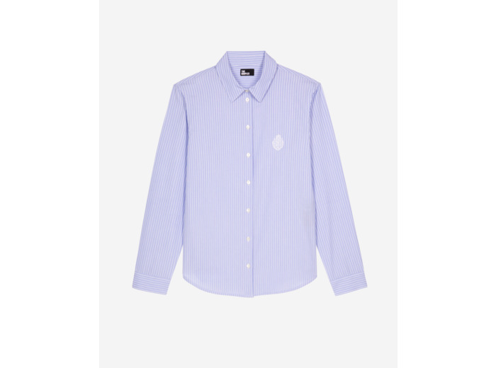 Chemise à rayures en popeline bleue