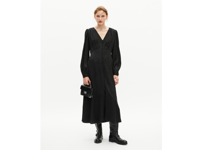 Robe longue en jacquard léopard noire black