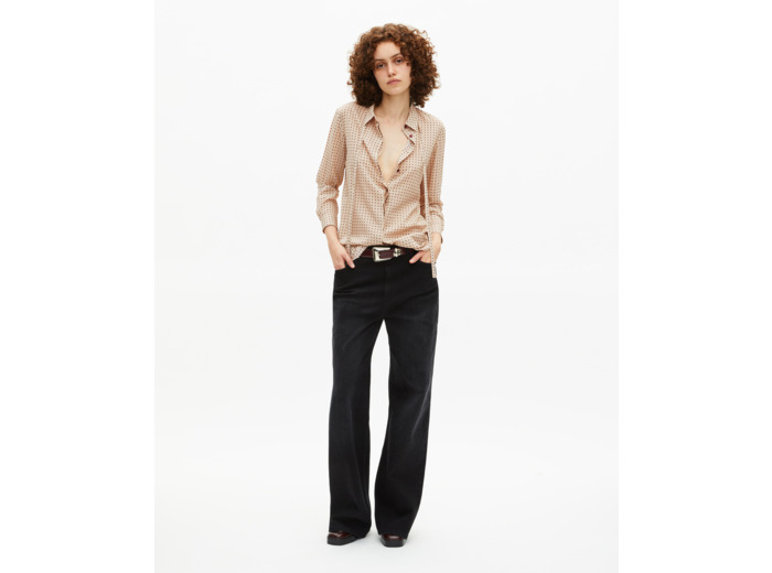 Chemise avec lavallière à pois beige beige / red