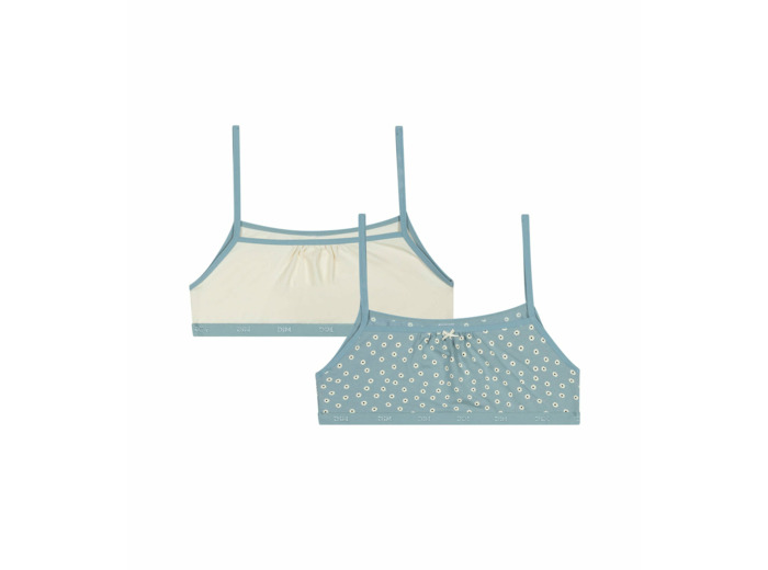 Lot de 2 brassières filles en coton à motifs Fleurs Crème Les Pockets