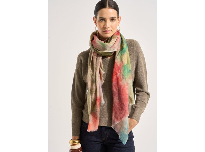 Foulard effet aquarelle en laine