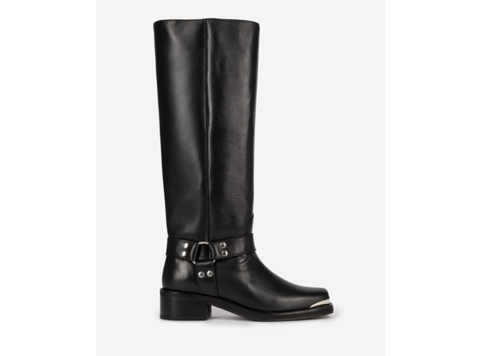 Bottes à sangles en cuir noir black