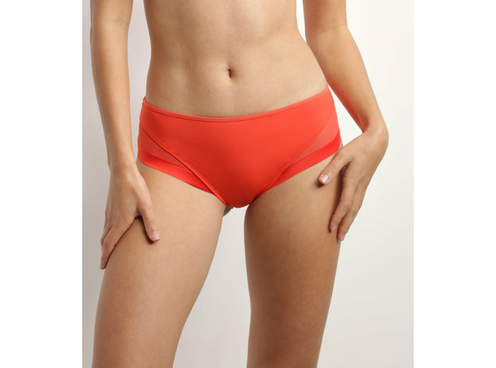 Slip femme en microfibre et tulle Rouge Feu Generous