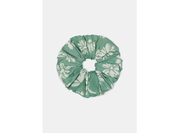 Chouchou vert imprimé fleuri