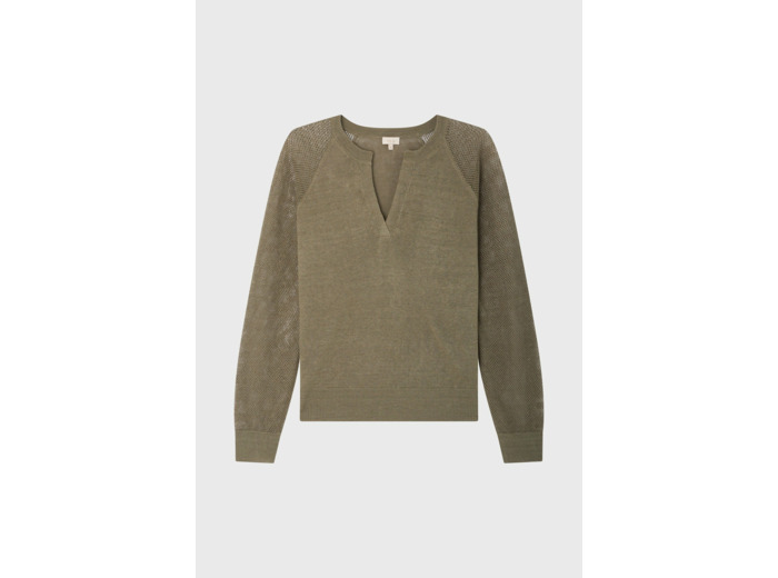 Pull col tunisien en lin - LEODIE
