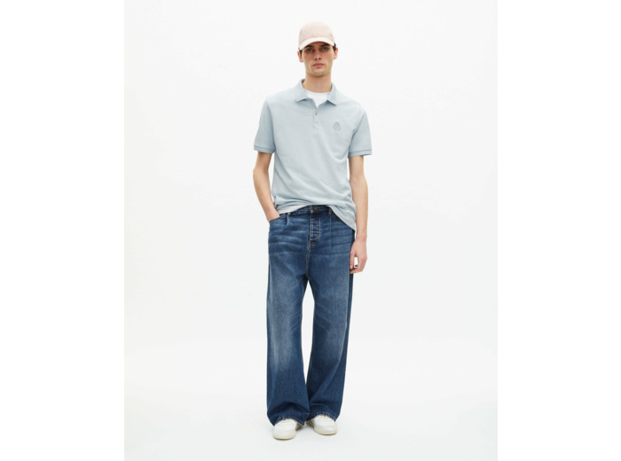 Polo manches courtes avec broderie blason baby blue