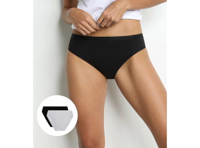Lot de 2 slips midi noir et blanc en coton bio