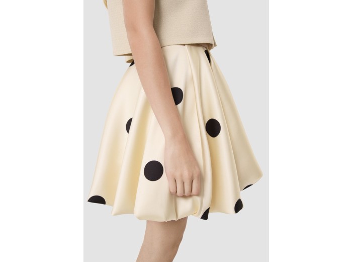Jupe Joane écrue imprimé gros pois noirs