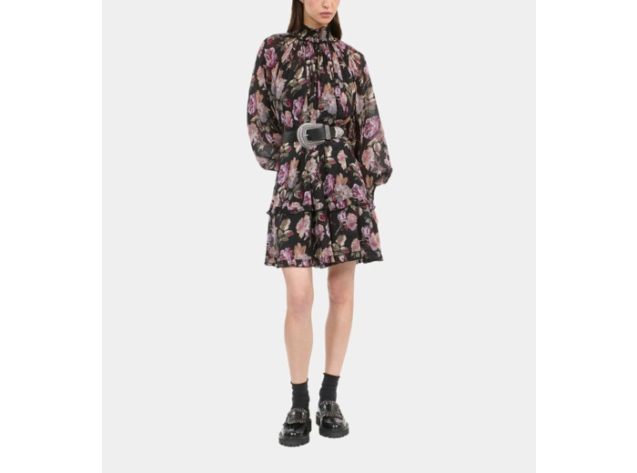 Robe courte imprimé fleuri black / purple
