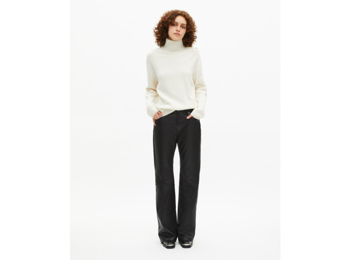 Pull col montant en laine écru ecru