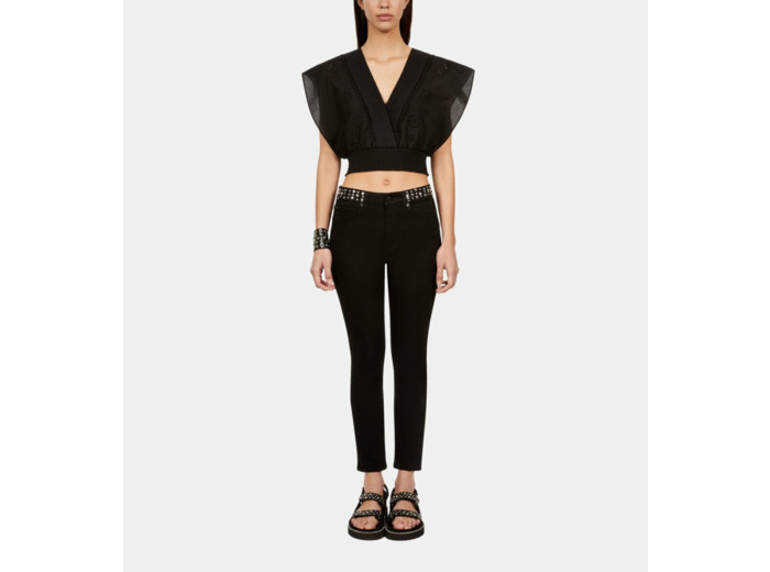 Top Court Noir En Broderie Anglaise black