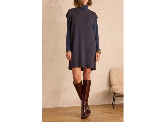 Robe pull sans manches en laine RAPHAELLE