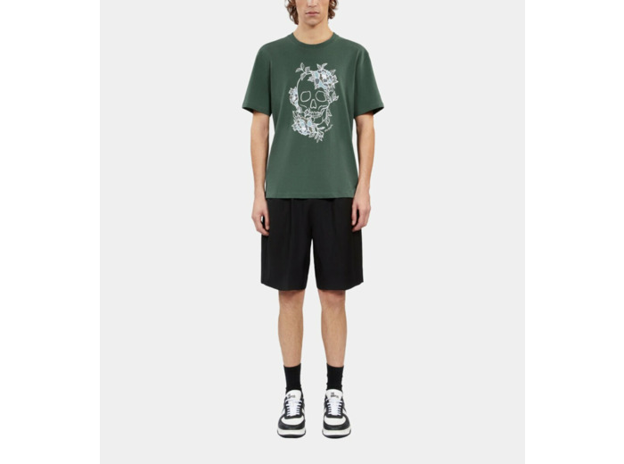 T-Shirt Manches Courtes Avec Print Skull Flowers forest