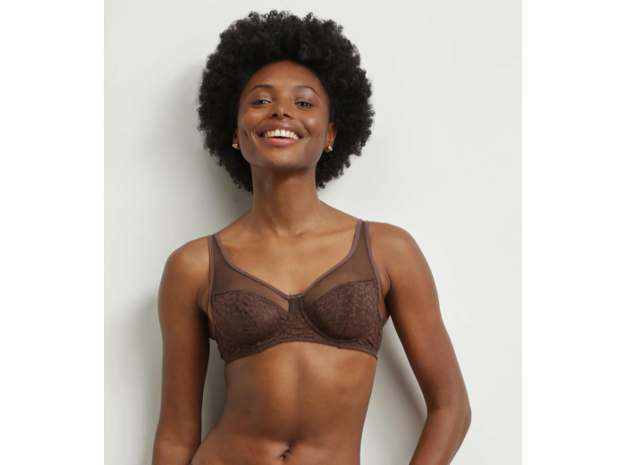 Soutien-gorge emboitant en dentelle léopard Chocolat Dim Generous