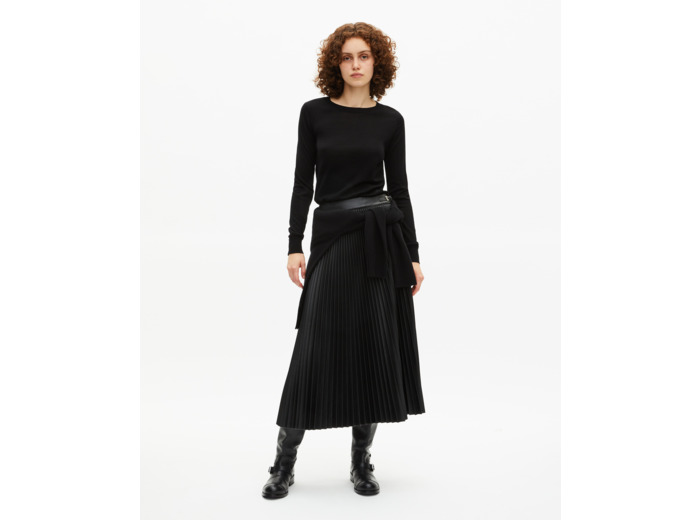 Pull col rond en laine mérinos noir black