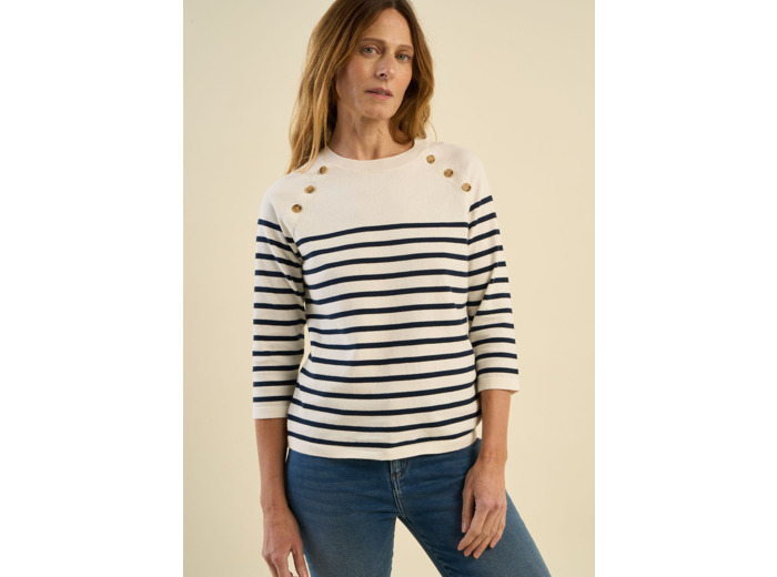 Pull marinière à manches 3/4