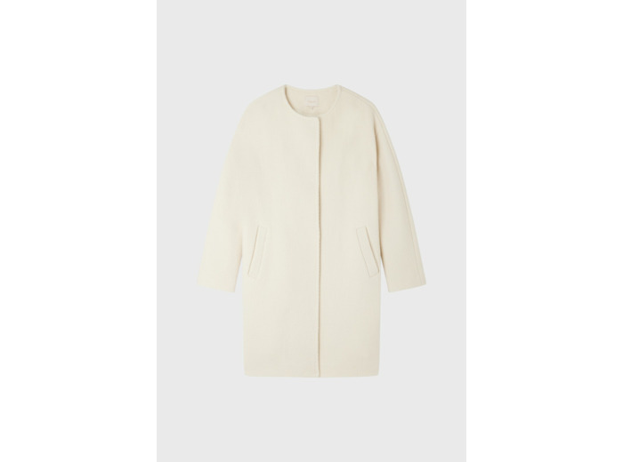 Manteau écru à col rond - NOZAH