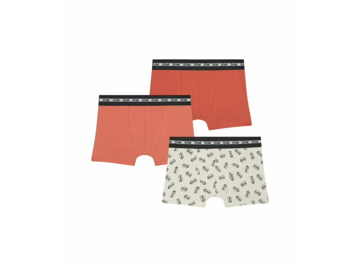 Lot de 3 boxers garçon à motifs Soda Orange Dim Coton Stretch