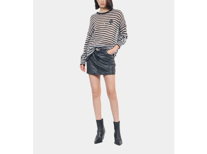 Pull En Mohair Et Laine À Rayures black / white