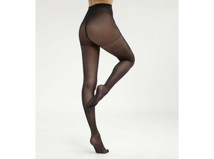 Collant transparent Noir avec bande de lurex argenté Dim Style