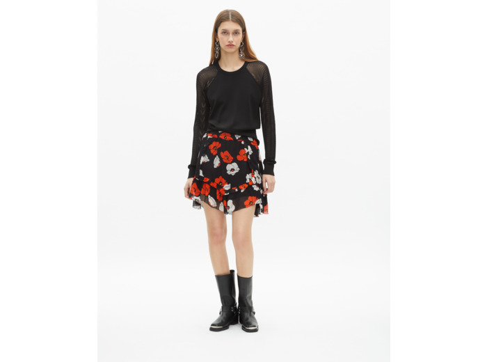 Jupe courte imprimé fleuri noire black