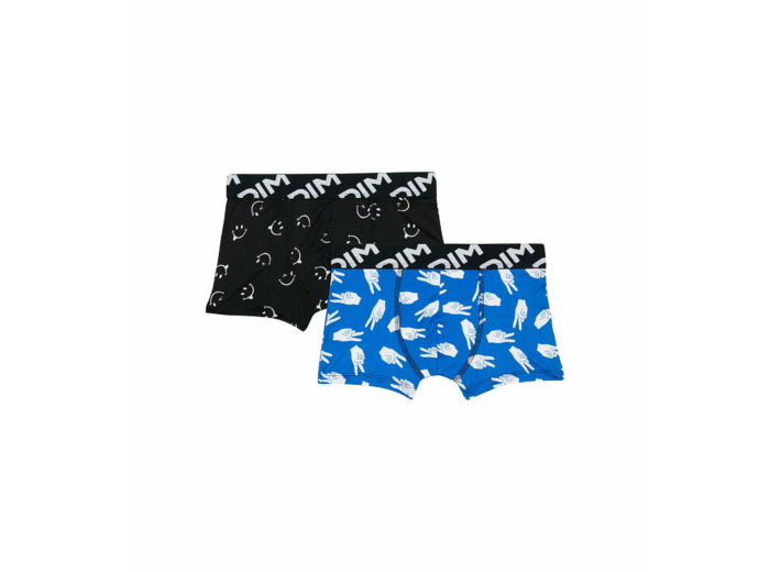 Lot de 2 boxers garçons en microfibre recyclée motif peace Dim Micro