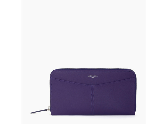 Compagnon zippé à rabat Charlotte en cuir lisse