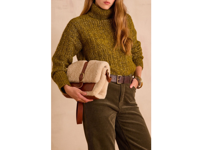 Pull col roulé en laine et coton BRANDY