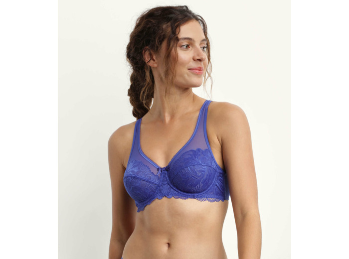 Soutien-gorge emboîtant en dentelle Bleu Stellaire Generous Essentiel