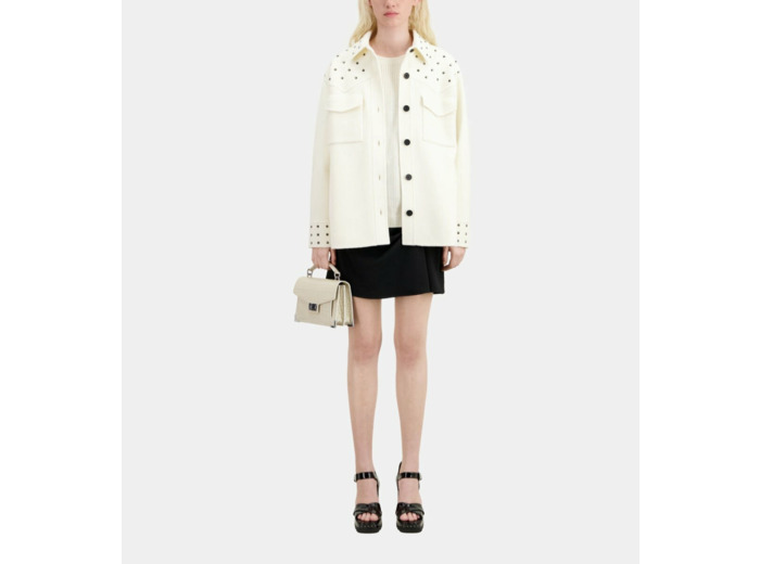 Blouson Type Surchemise Écru En Laine Mélangée Avec Studs ecru
