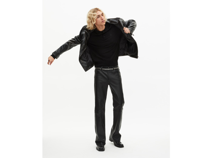 Pull col polo en laine mérinos noir black
