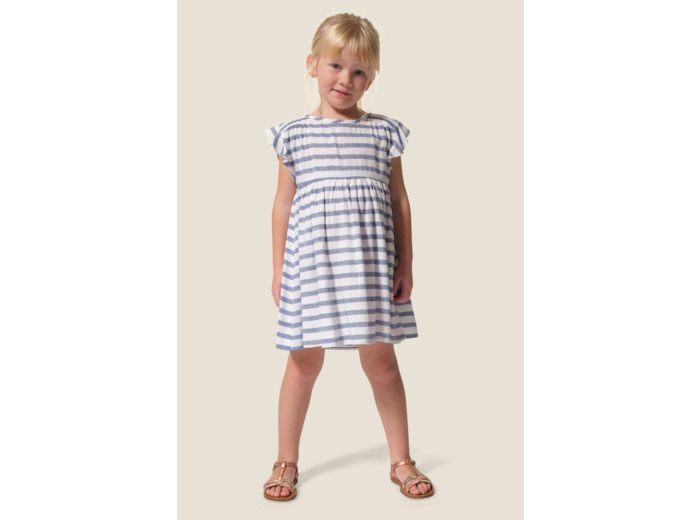 Robe fille avec manches à volant rayé Lapaze