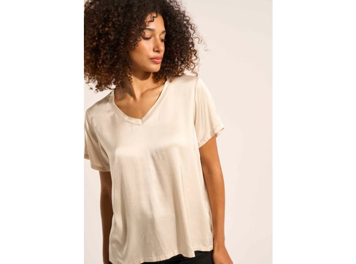 T-shirt à col V et manches courtes