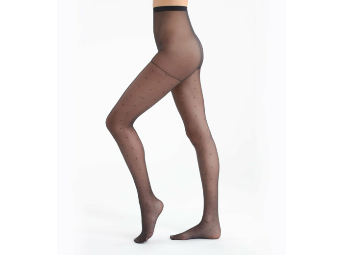 Collant effet plumetis noir 15D Madame so Chic