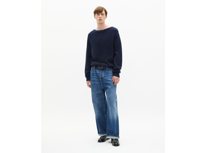 Pull col bateau marine bleu