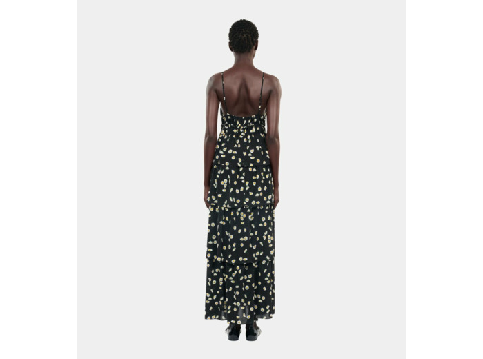 Robe Longue Avec Imprimé Fleuri black white