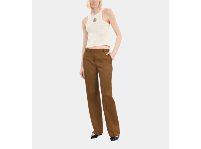 Pantalon Tailleur Ample Marron kaki