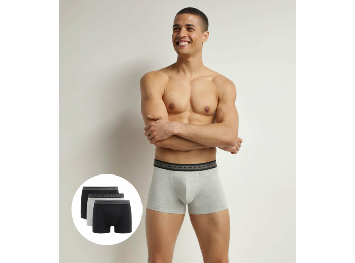 Lot de 3 boxers homme en coton bio Noir Gris Dim Good